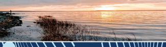 Image of Prudence Island shoreline at sunset